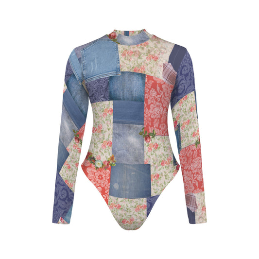 PRARIE PATCH LONG SLEEVE OPEN BACK SWIMSUIT