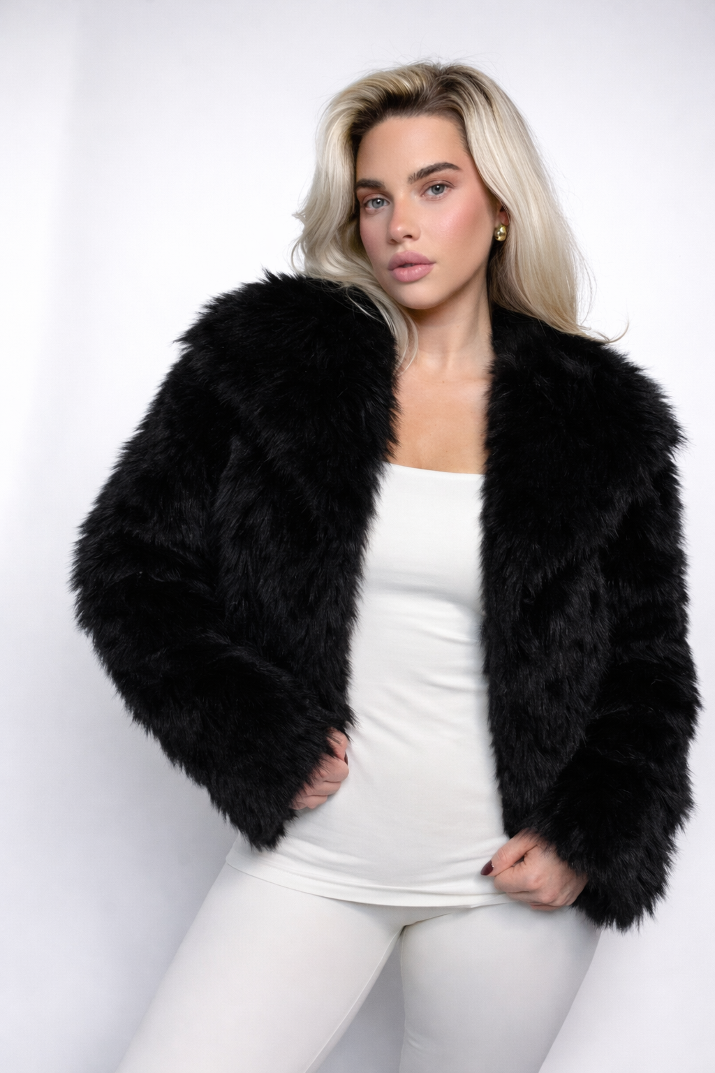 ONYX Black faux fur jacket