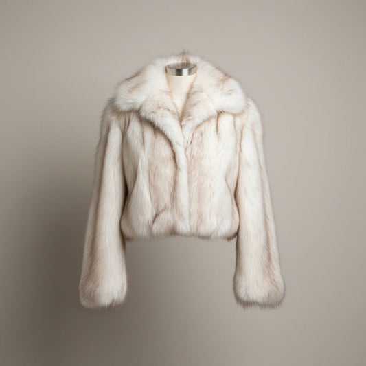 BIANCA CREAM one size cropped faux fur jacket