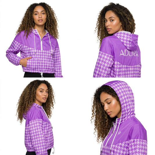 LILAC HOUNDSTOOTH CROPPED WINDBREAKER