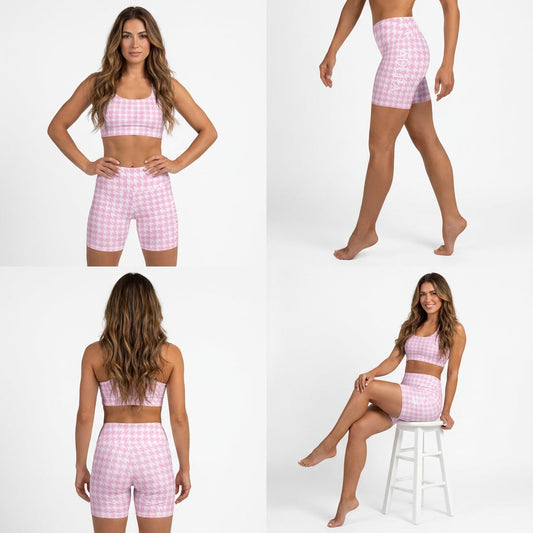 BLUSH HOUNDSTOOTH YOGA SHORT