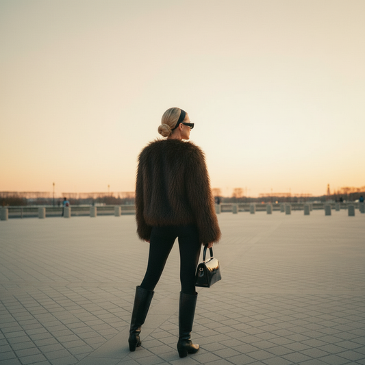 ONYX Black flowing (long Pile) faux fur jacket