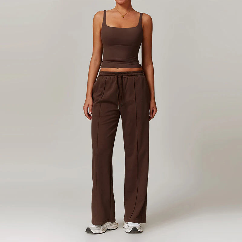 MAYA U-NECK TANK TOP + STRAIGHT LEG SWEATPANTS 2 PIECE SET