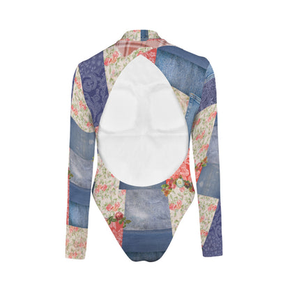 PRARIE PATCH LONG SLEEVE OPEN BACK SWIMSUIT