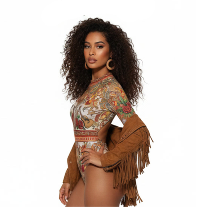 OUTLAW SIREN LONG SLEEVE OPEN BACK SWIMSUIT