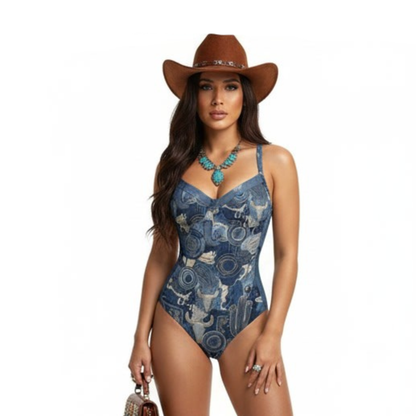 INDIGO DREAMS SCULPTED ONE PIECE LACE UP SWIMSUIT