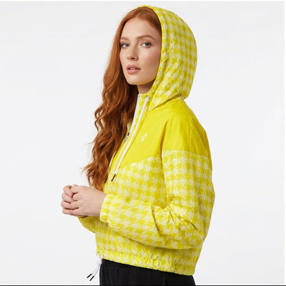 ADURA YELLOW TWO TONE HOUNDSTOOTH CROPPED WINDBREAKER