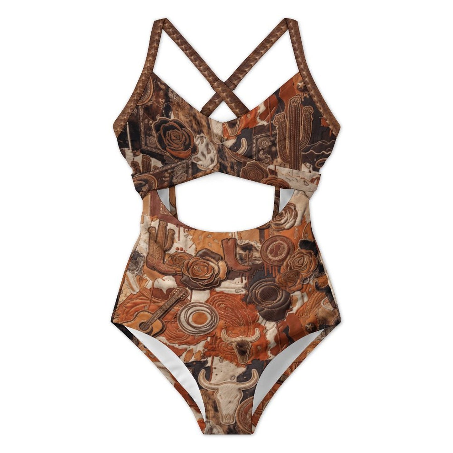 tied back leather bikini