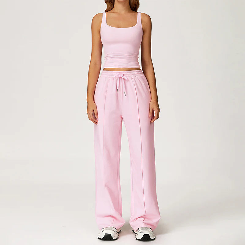 MAYA U-NECK TANK TOP + STRAIGHT LEG SWEATPANTS 2 PIECE SET