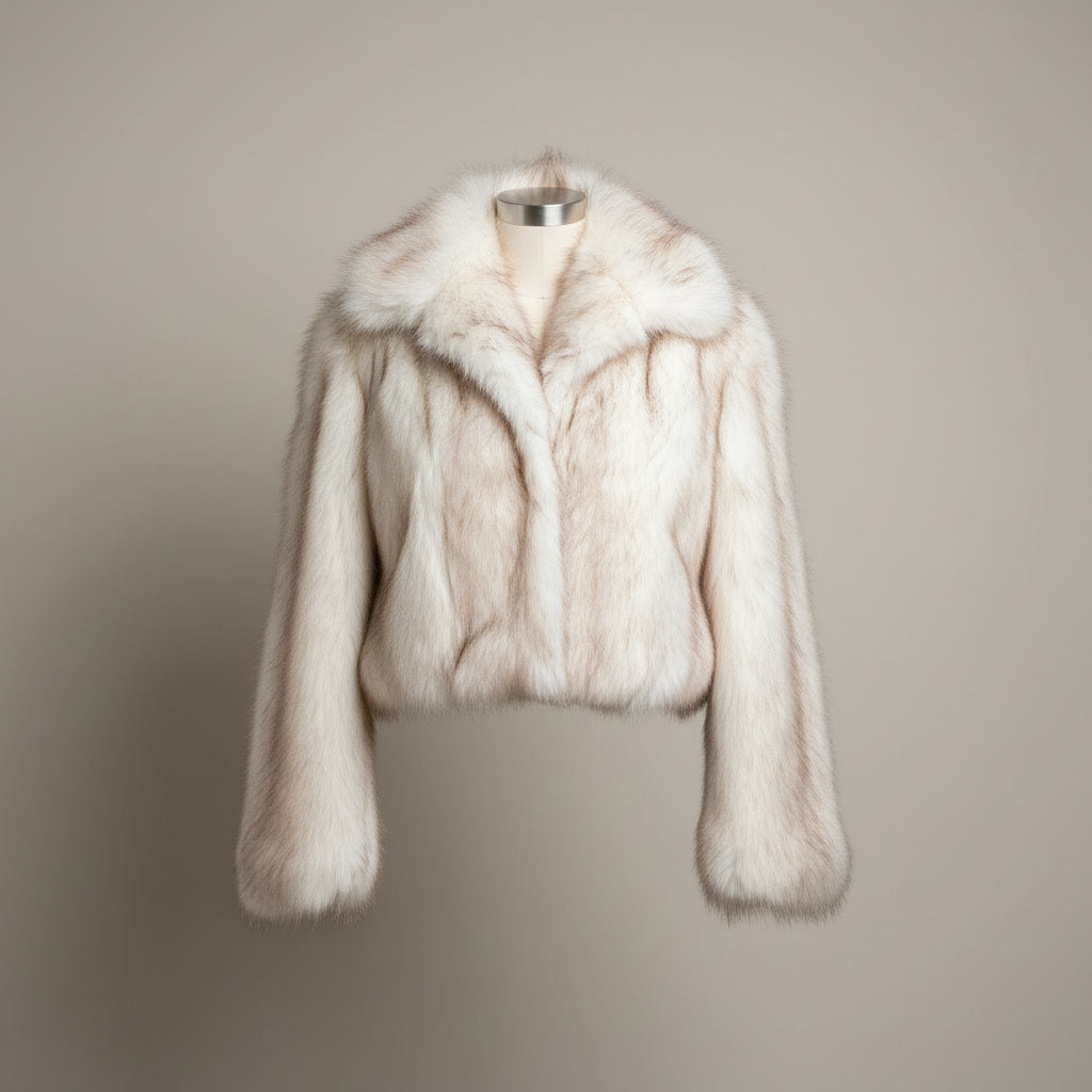 BIANCA CREAM one size cropped faux fur jacket