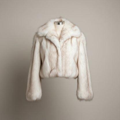 BIANCA CREAM one size cropped faux fur jacket