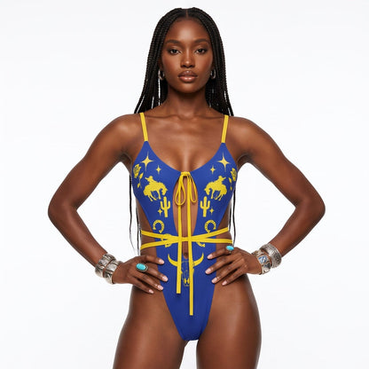 CANYON MUSE HIGH CUT REVERISIBLE MONOKINI TIE SWIMSUIT