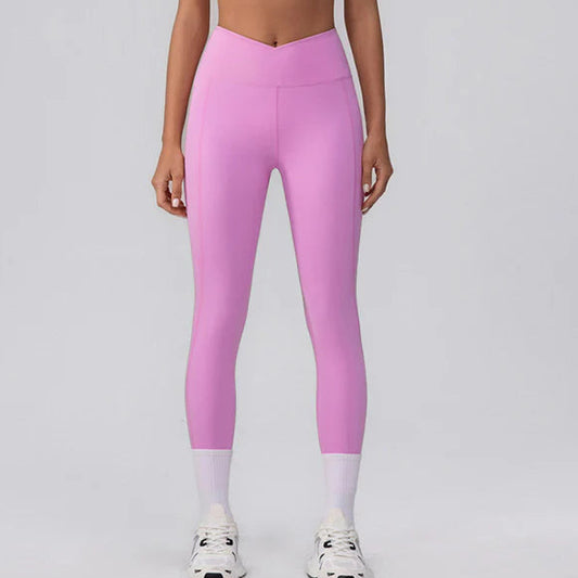 GRACE SCALLOPED TOP EDGE SPORTS BRA & HIGH-WAIST CROSS OVER LEGGINGS (2-PIECE SET)