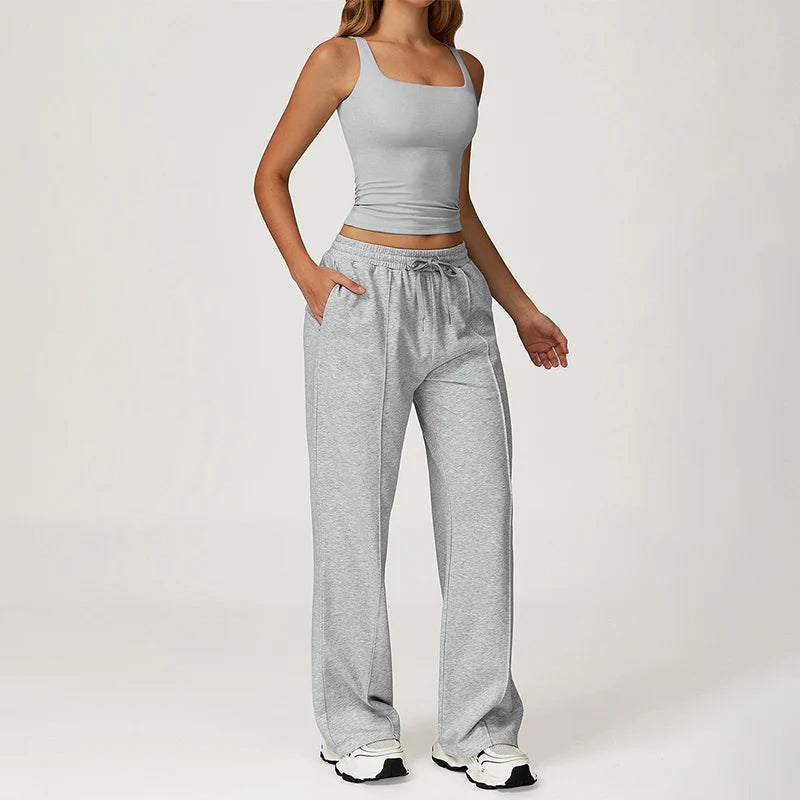 MAYA U-NECK TANK TOP + STRAIGHT LEG SWEATPANTS 2 PIECE SET