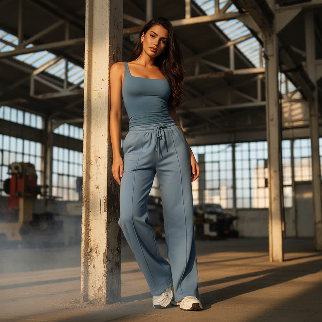 MAYA U-NECK TANK TOP + STRAIGHT LEG SWEATPANTS 2 PIECE SET