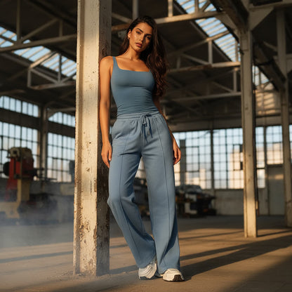 MAYA U-NECK TANK TOP + STRAIGHT LEG SWEATPANTS 2 PIECE SET