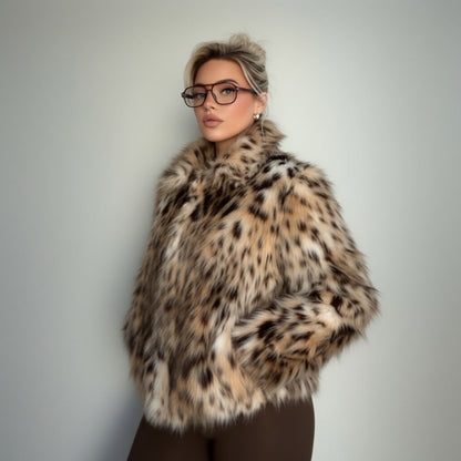 TAWNY BROWN MIX faux fur jacket