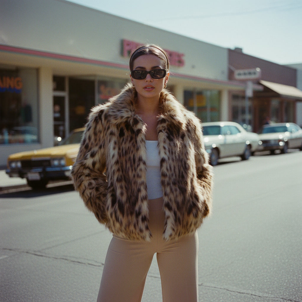 TAWNY BROWN MIX faux fur jacket