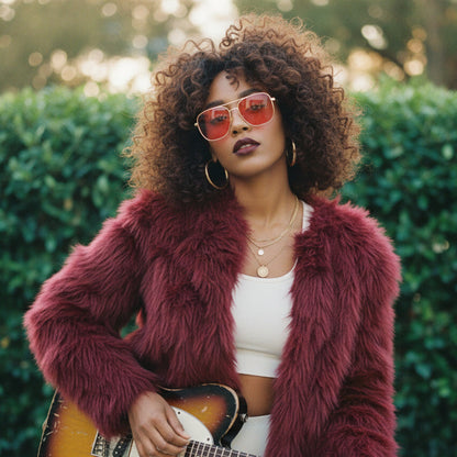CARMINA merlot faux fur jacket