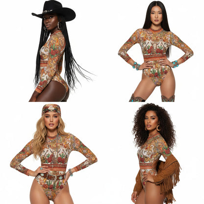 OUTLAW SIREN LONG SLEEVE OPEN BACK SWIMSUIT