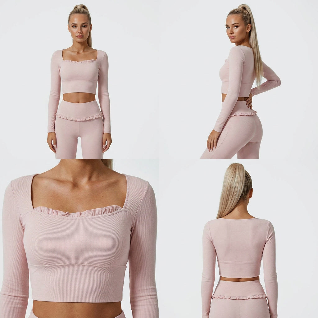 MAGDELENE LONG SLEEVE RUFFLE  CROP