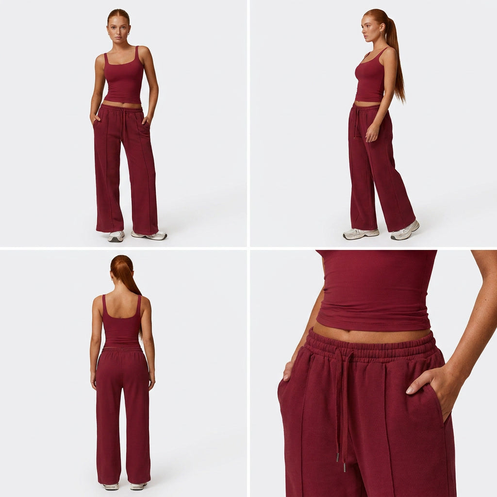 MAYA U-NECK TANK TOP + STRAIGHT LEG SWEATPANTS 2 PIECE SET