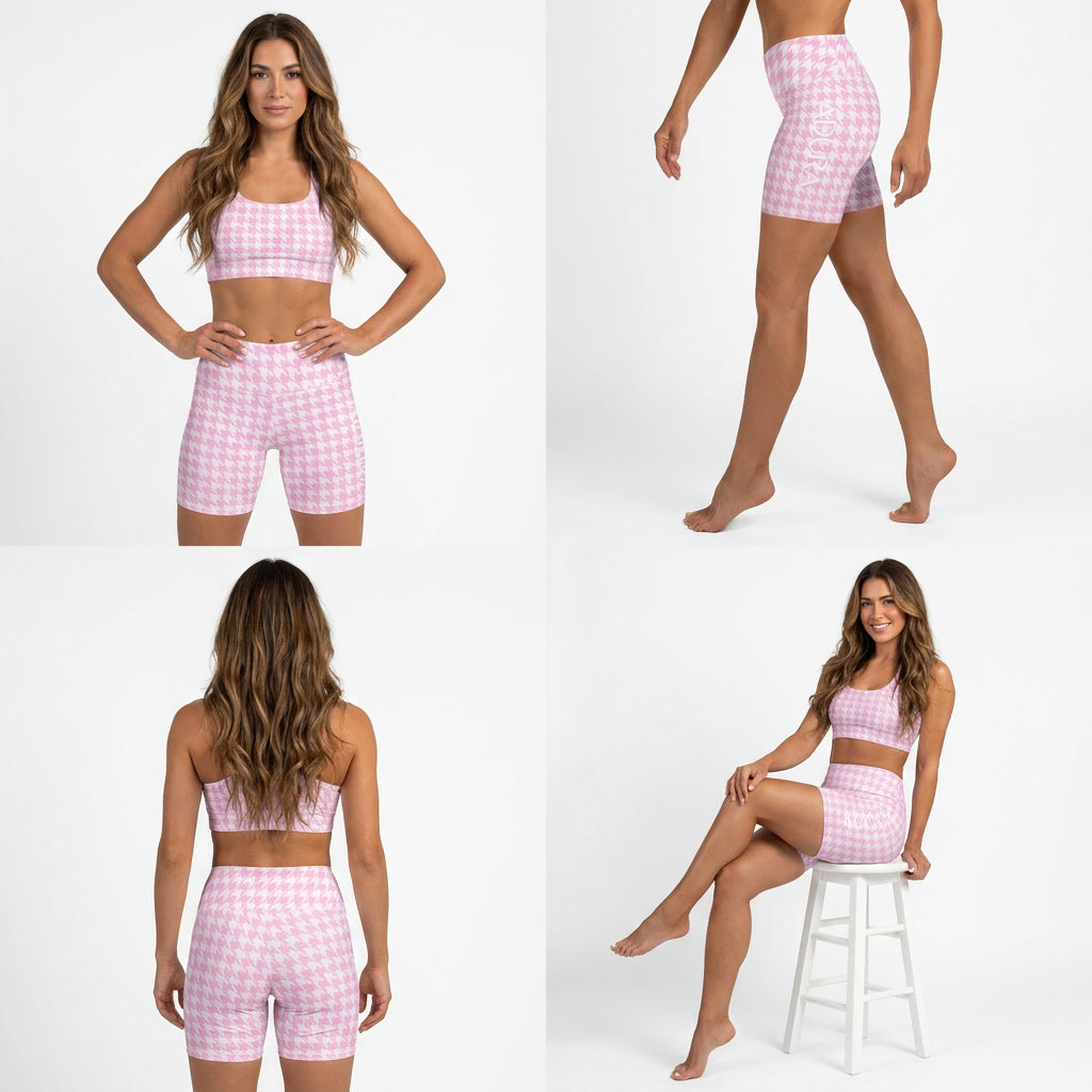BLUSH HOUNDSTOOTH YOGA SHORT