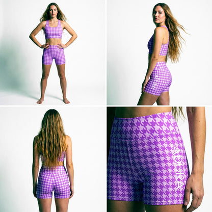LILAC HOUNDSTOOTH YOGA SHORT