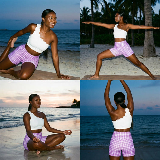 LILAC HOUNDSTOOTH YOGA SHORT
