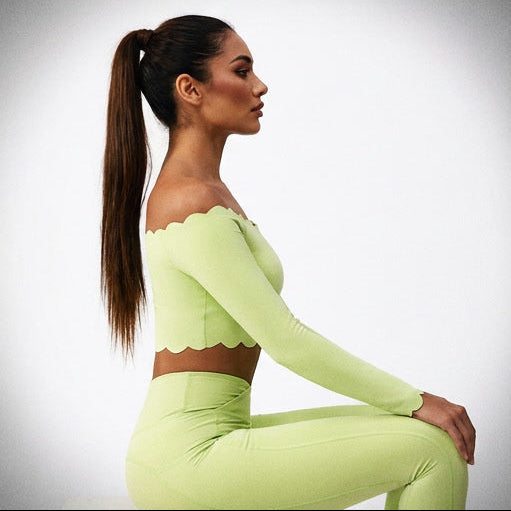 GRACE SCALLOPED EDGE OFF SHOULDE ONE SLEEVE TOP