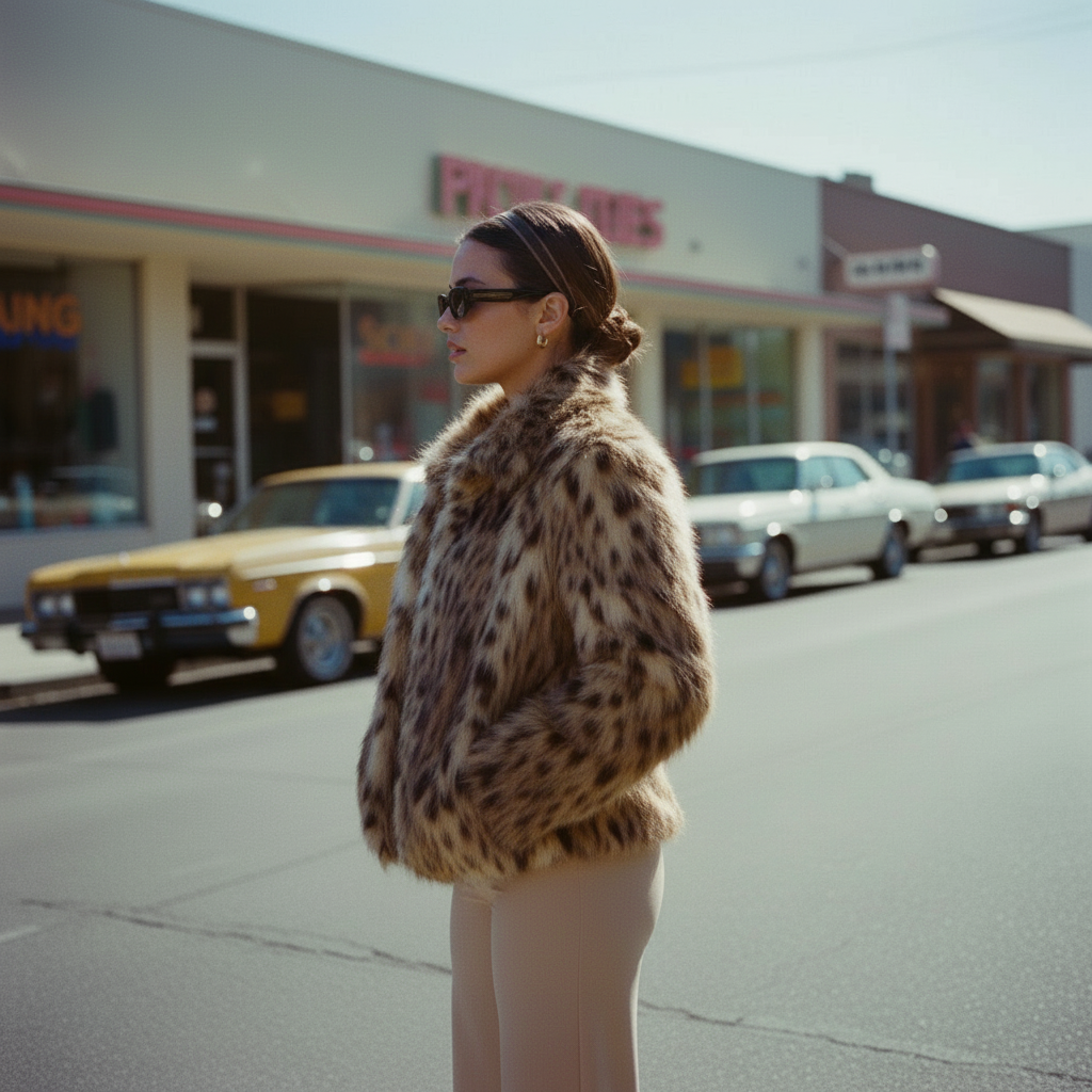 TAWNY BROWN MIX faux fur jacket