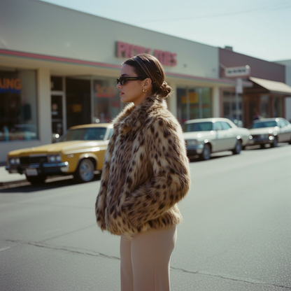 TAWNY BROWN MIX faux fur jacket