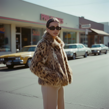 TAWNY BROWN MIX faux fur jacket