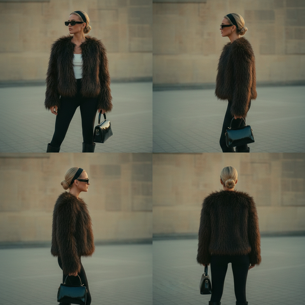 ONYX Black flowing (long Pile) faux fur jacket