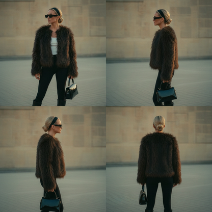 ONYX Black flowing (long Pile) faux fur jacket