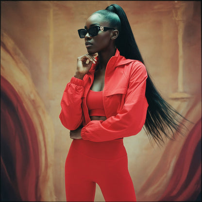 IMARA 2 PIECE SET CROPPED  HOODED JACKET LEGGINGS