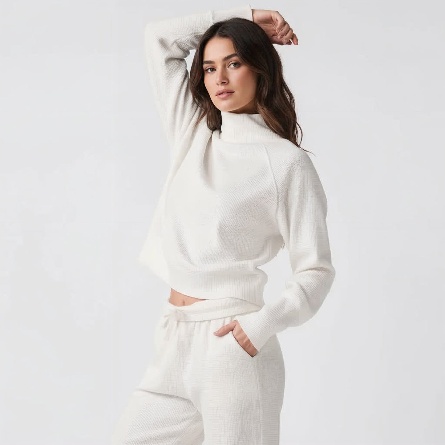 YARA WAFFLE MOCK NECK LONG SLEEVE TOP