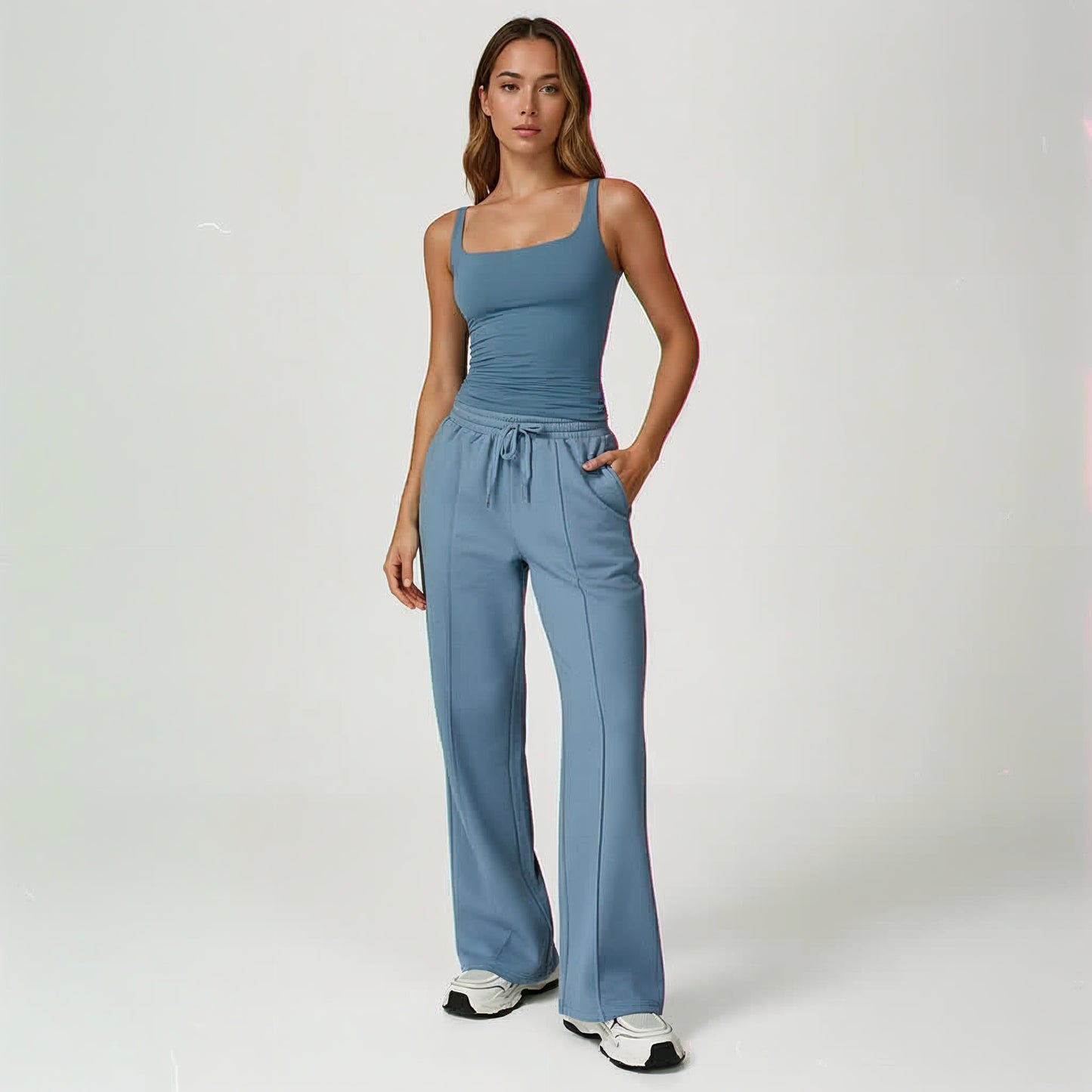 MAYA U-NECK TANK TOP + STRAIGHT LEG SWEATPANTS 2 PIECE SET
