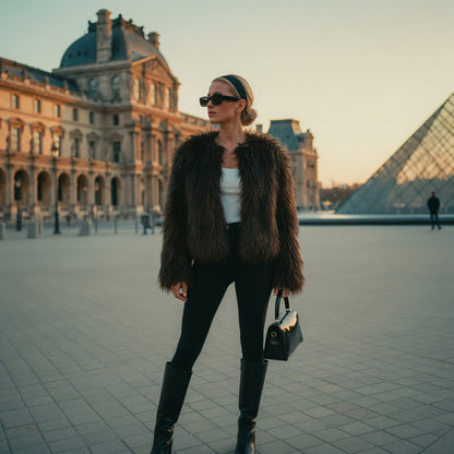 ONYX Black flowing (long Pile) faux fur jacket