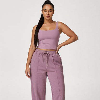 MAYA U-NECK TANK TOP + STRAIGHT LEG SWEATPANTS 2 PIECE SET